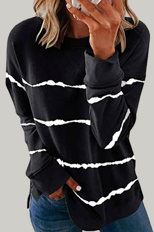 Casual Tie-dye Printed Striped Loose Top