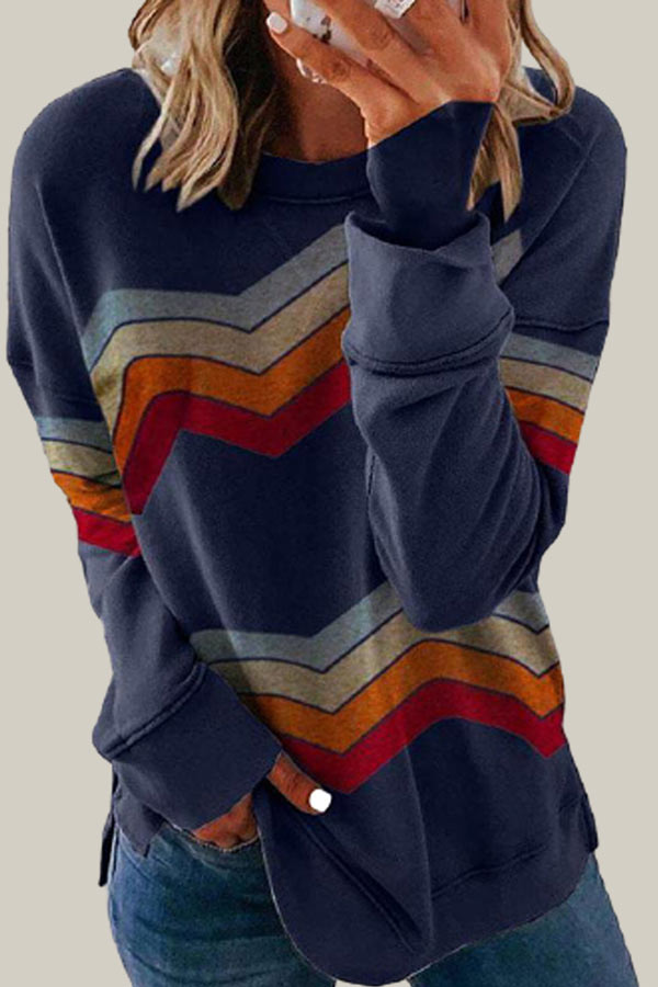 Casual Tie-dye Printed Striped Loose Top