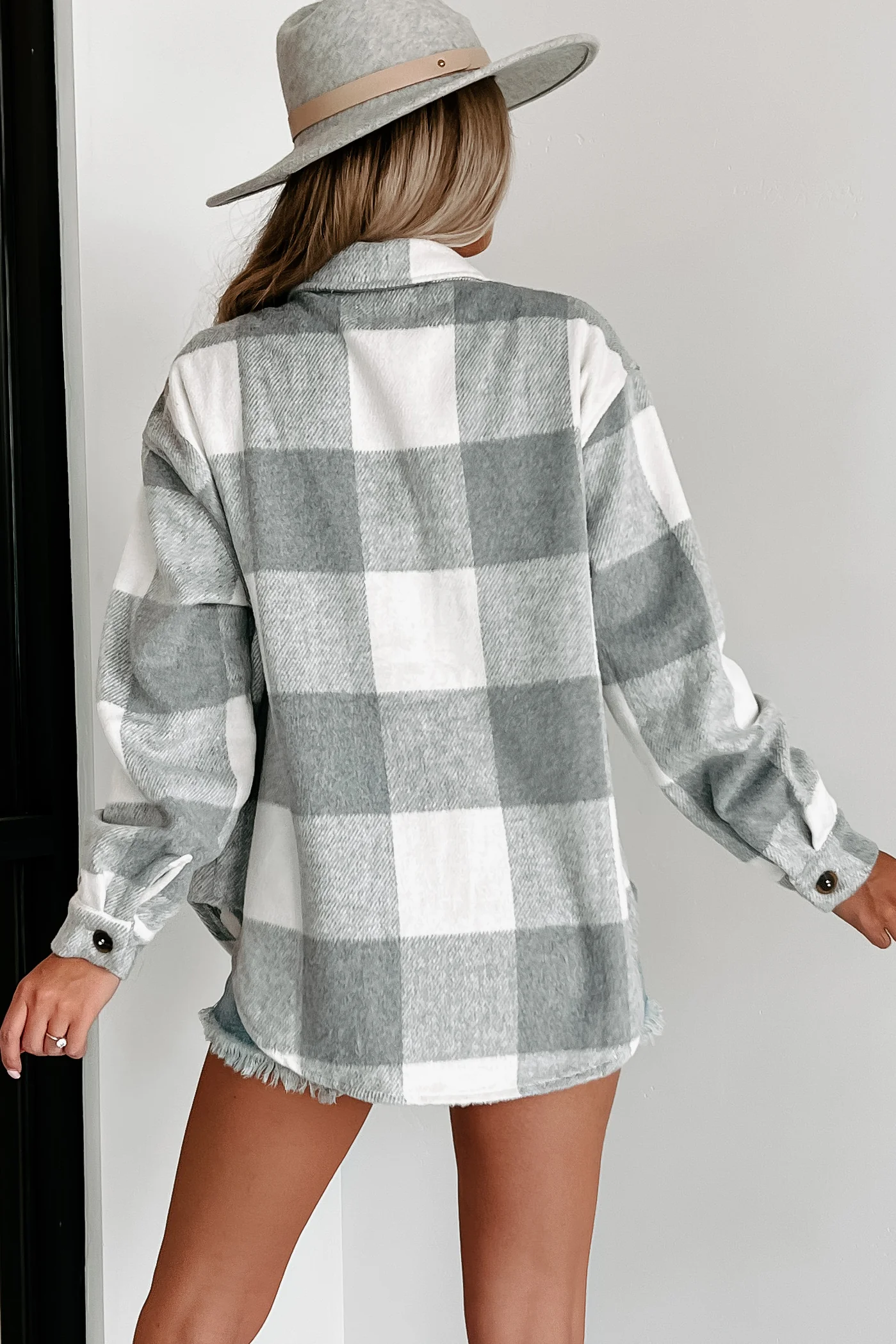 DOORBUSTER Dane Plaid Shacket (Grey)