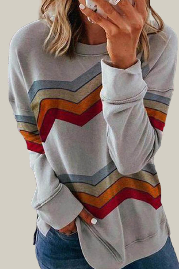 Casual Tie-dye Printed Striped Loose Top