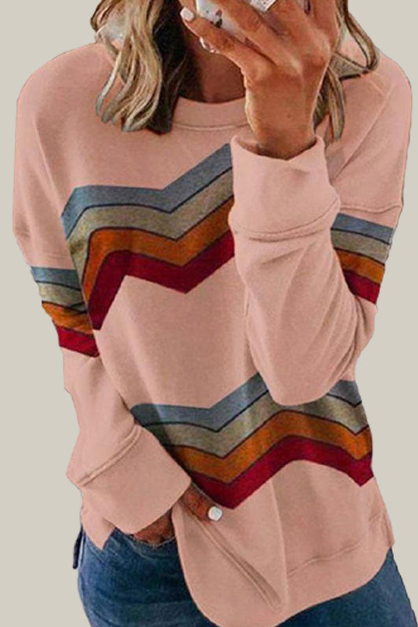 Casual Tie-dye Printed Striped Loose Top