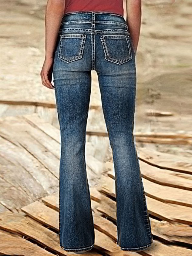 Denim Casual Plain Jeans