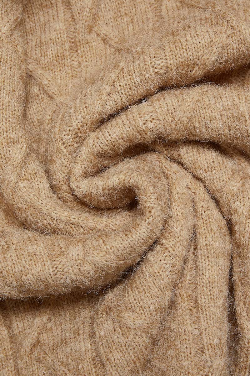 Solid Mixed Knit Button Front V Neck Cardigan