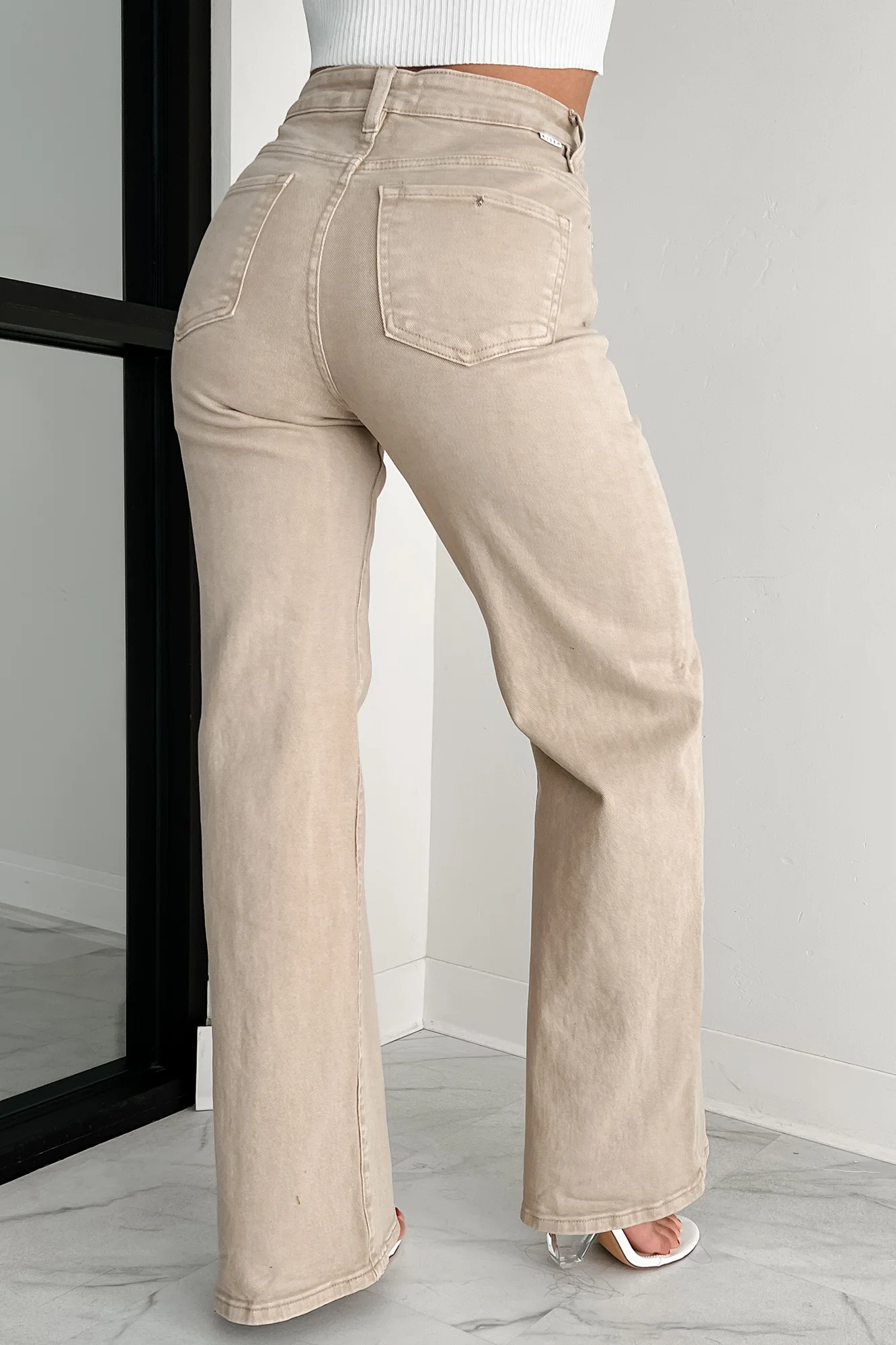 William Tummy Control Wide Leg Risen Jeans (Khaki)