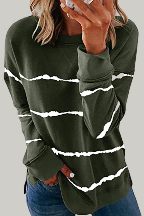 Casual Tie-dye Printed Striped Loose Top