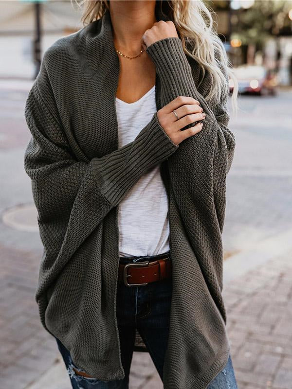 Fashion Loose Solid Color Knit Cardigan