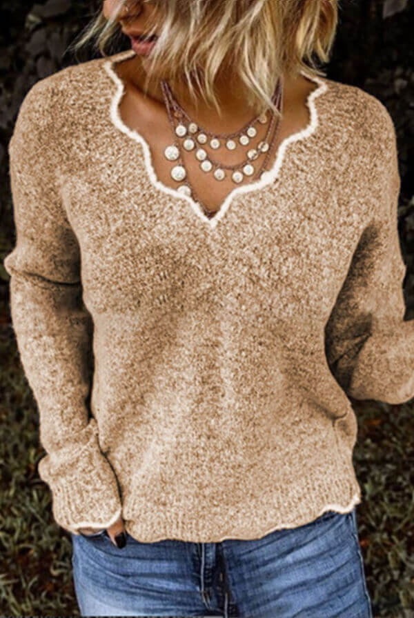 Fashion V Neck knitted Pullover