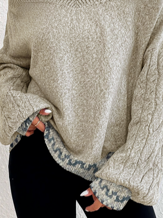 Turtleneck Casual Geometric Sweater