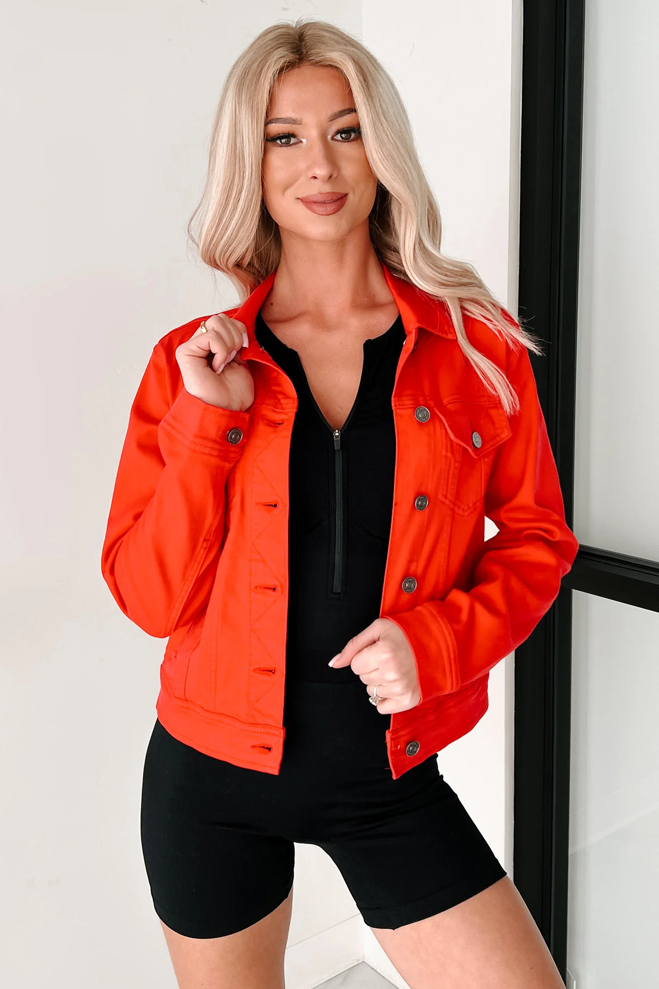 Climbing The Ladder Kancan Denim Jacket (Red)