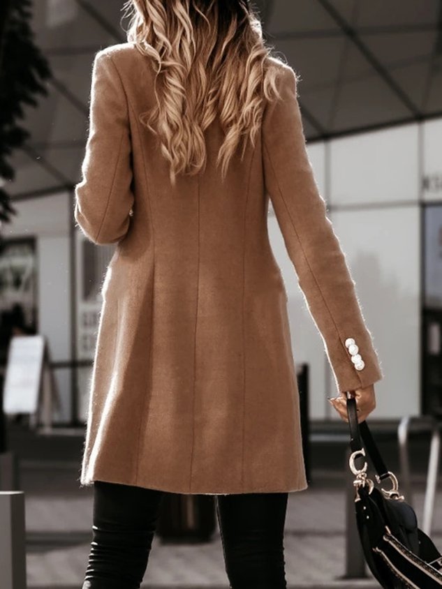 Lapel Buttoned Casual Long Sleeve Winter Fall Overcoat
