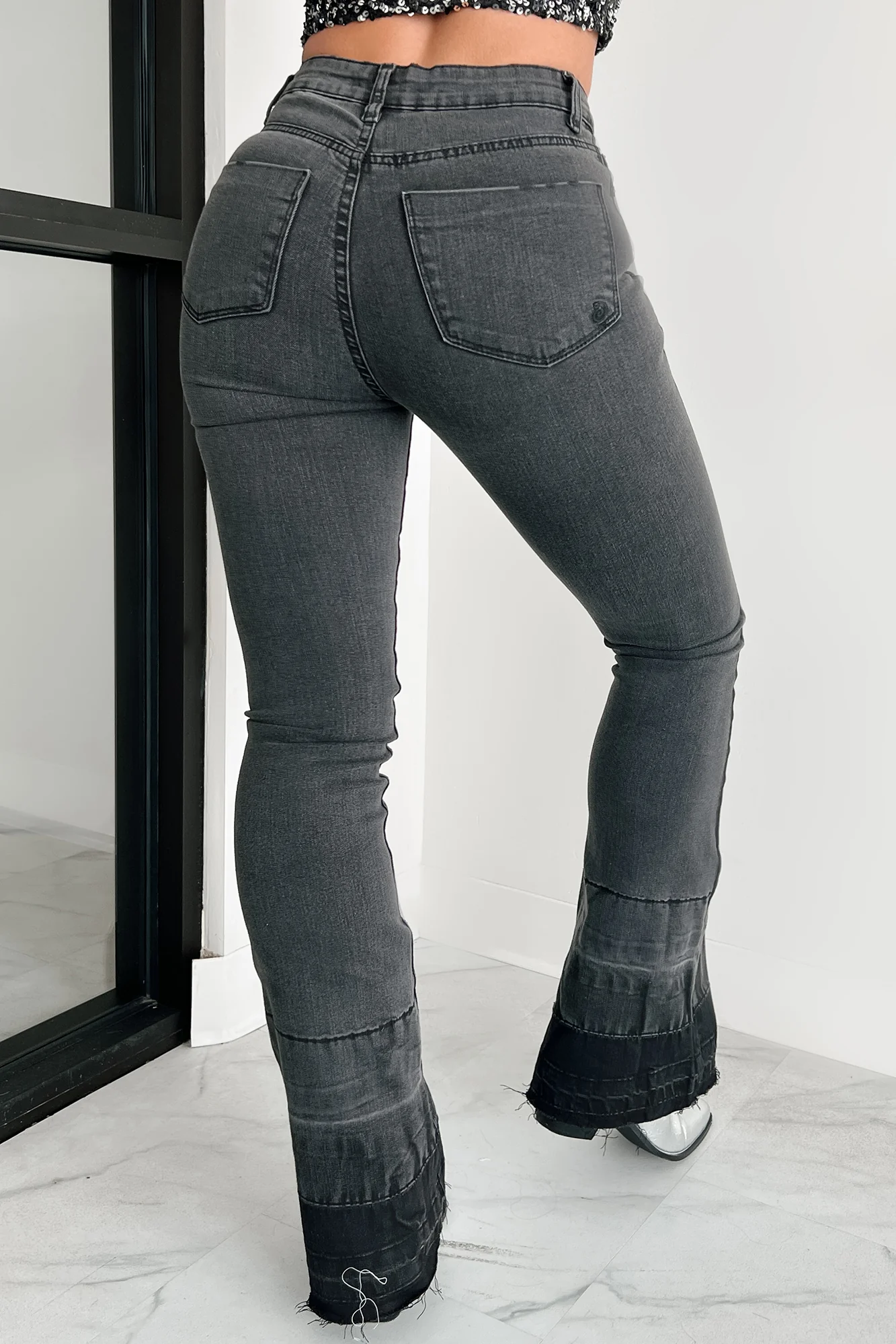 Valkyrie High Rise Flare Indigo Reign Jeans (Black)