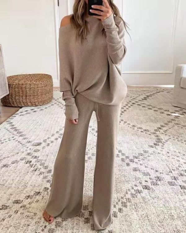 Sweater Wide Leg Knitting Pants Set