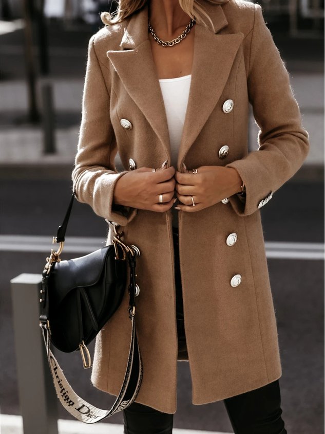 Lapel Buttoned Casual Long Sleeve Winter Fall Overcoat