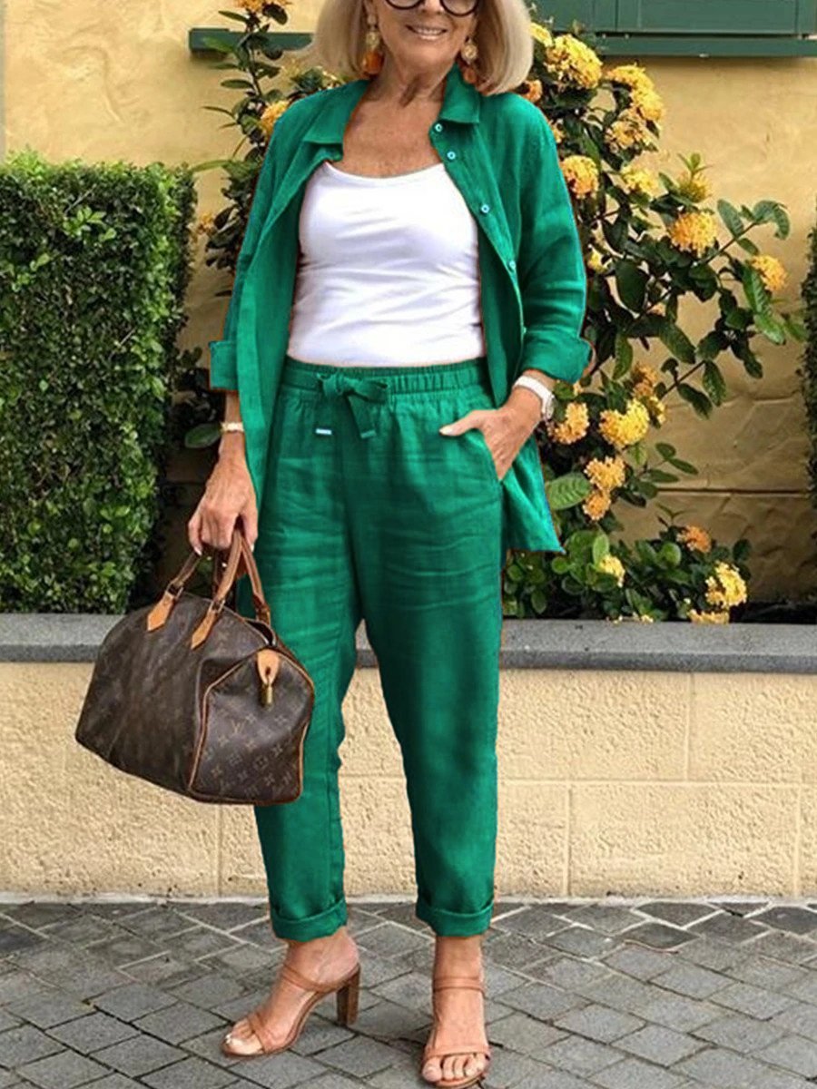 Lapel Casual Long Sleeve Two-Piece Suit Women's Suit