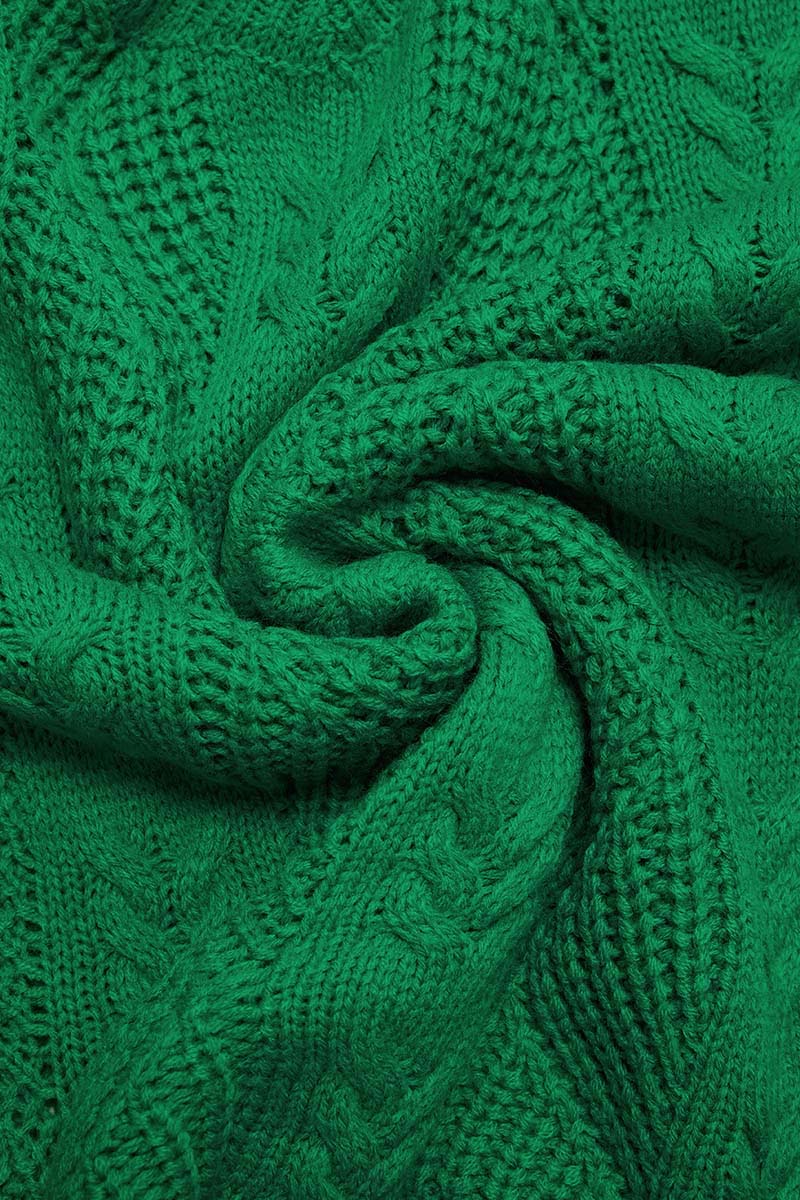 Solid Mixed Knit V Neck Long Sleeve Sweater