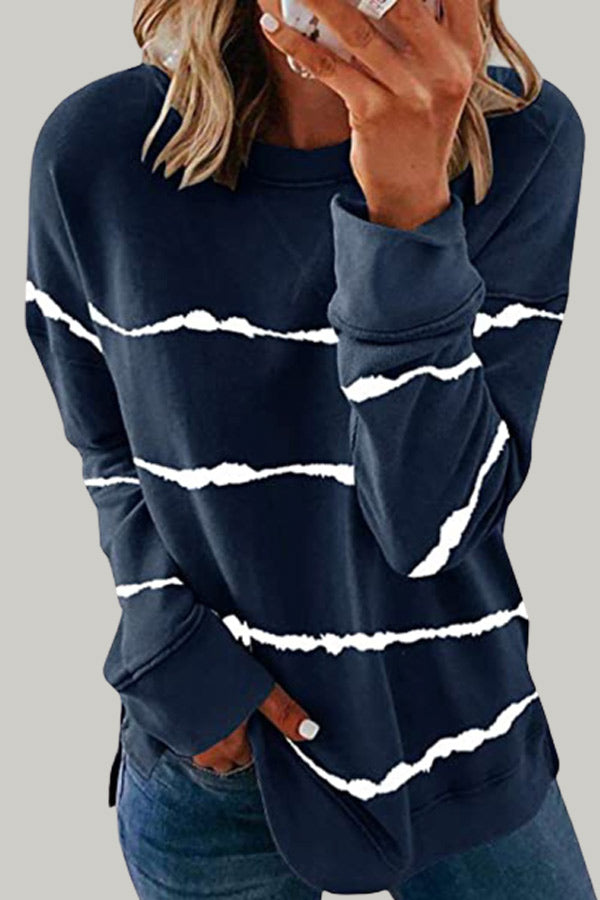 Casual Tie-dye Printed Striped Loose Top