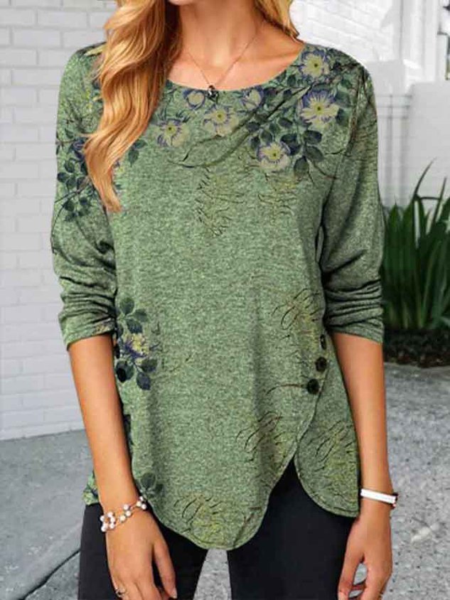 Women Vintage Printed Long Sleeve Shirts