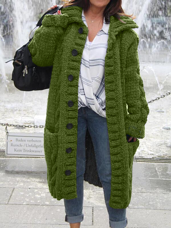 Cotton V Neck Long Sleeve Sweater Coat