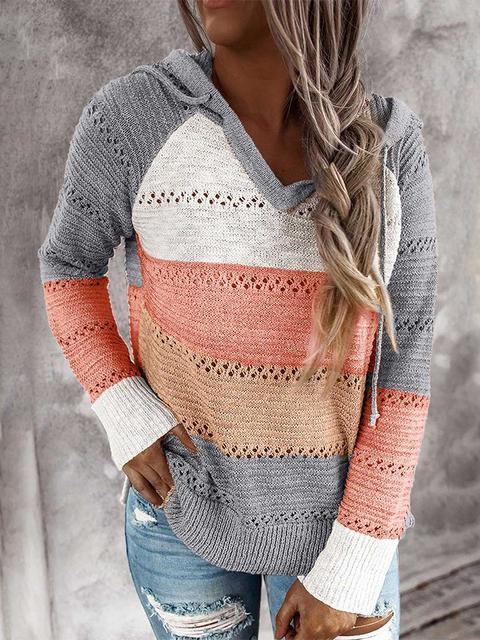 Hollow Out Knitted Lightweight Casual Long sleeve Tops