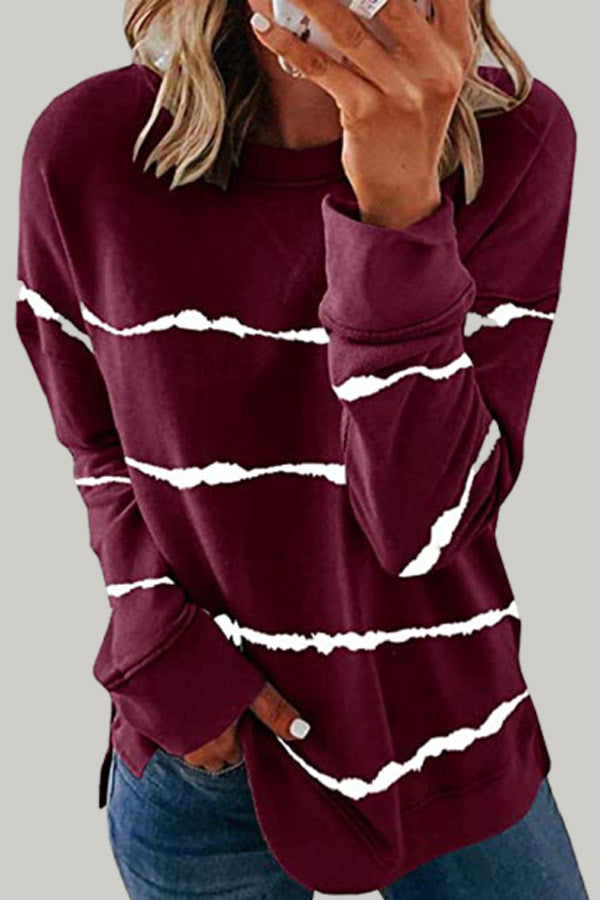 Casual Tie-dye Printed Striped Loose Top