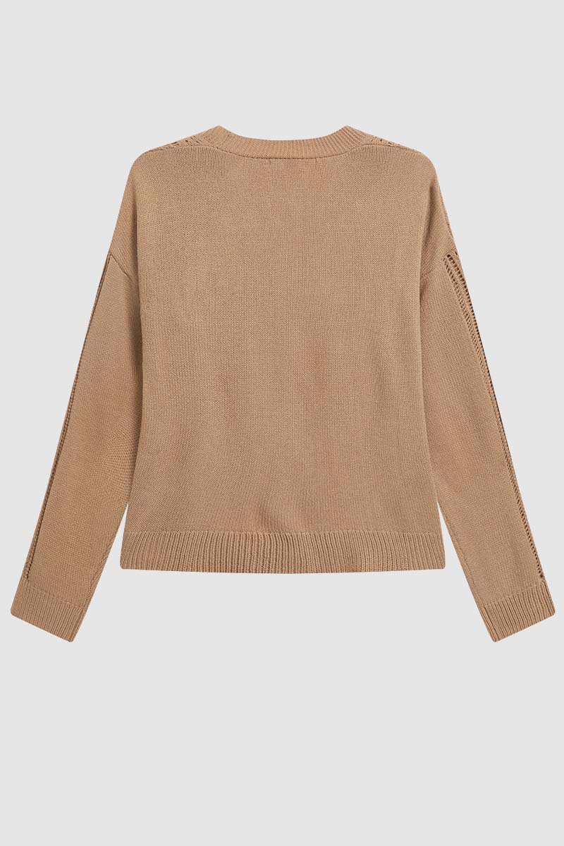 Solid Pointelle Knit Button Up Cardigan