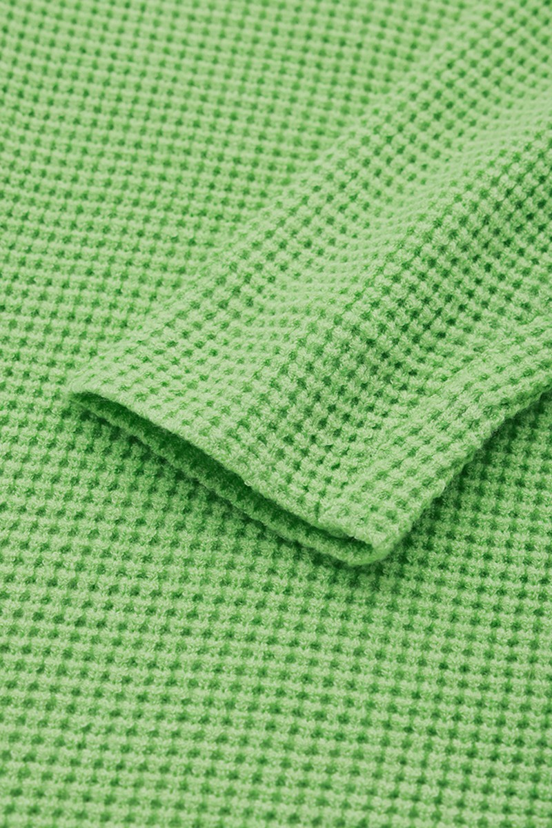 Waffle Knit Button Through Sweater