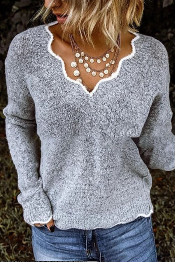 Fashion V Neck knitted Pullover