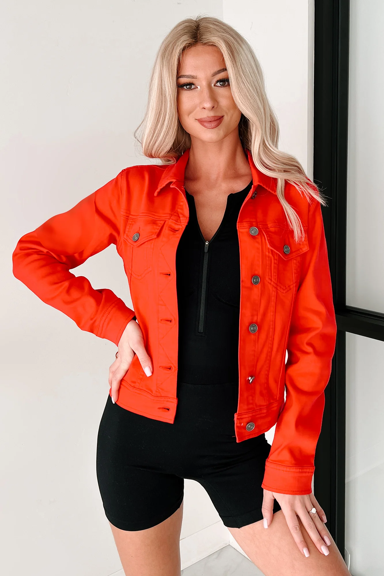 Climbing The Ladder Kancan Denim Jacket (Red)