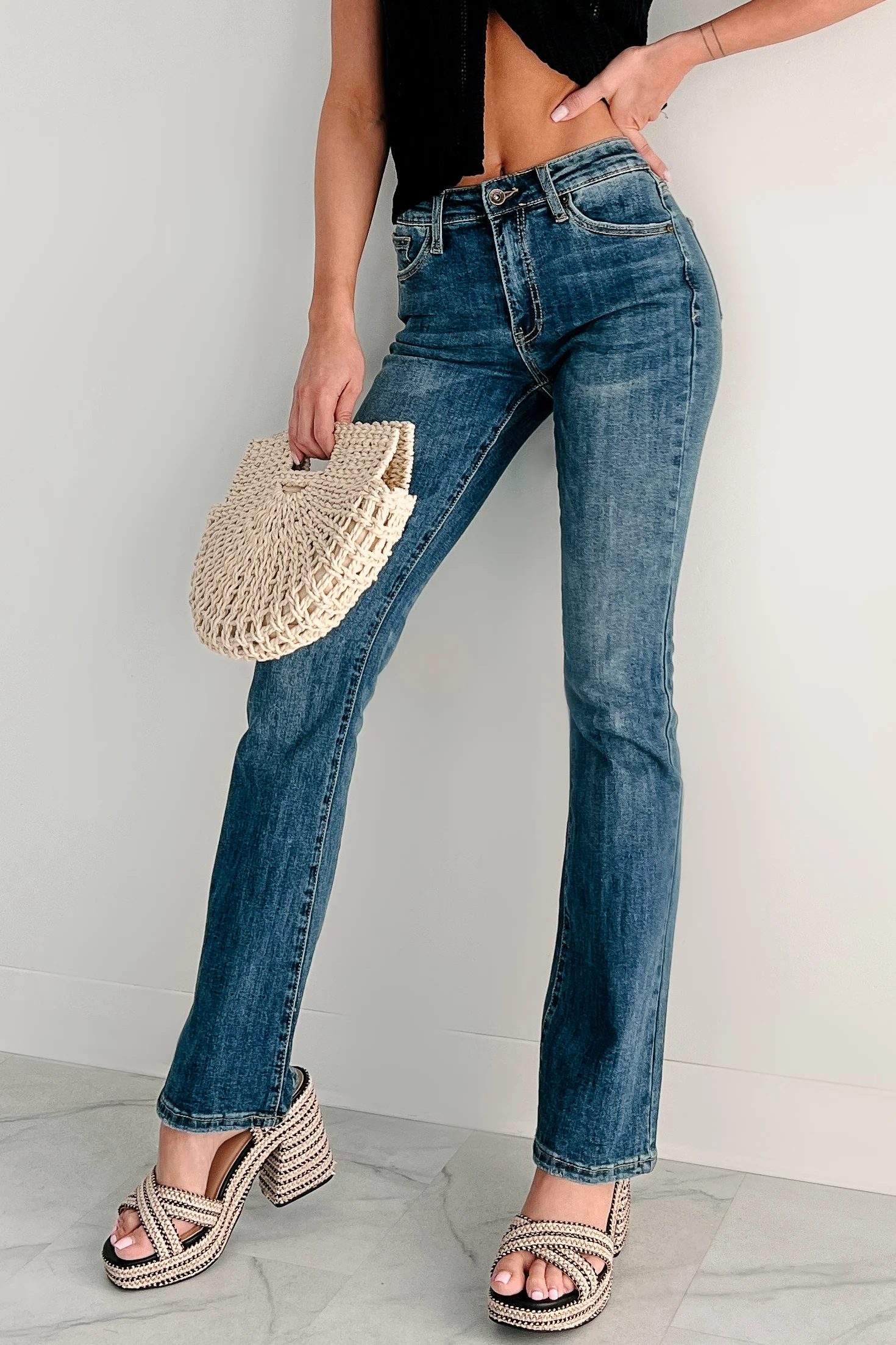 Dellen Mid Rise Special A Bootcut Jeans (Medium Dark)