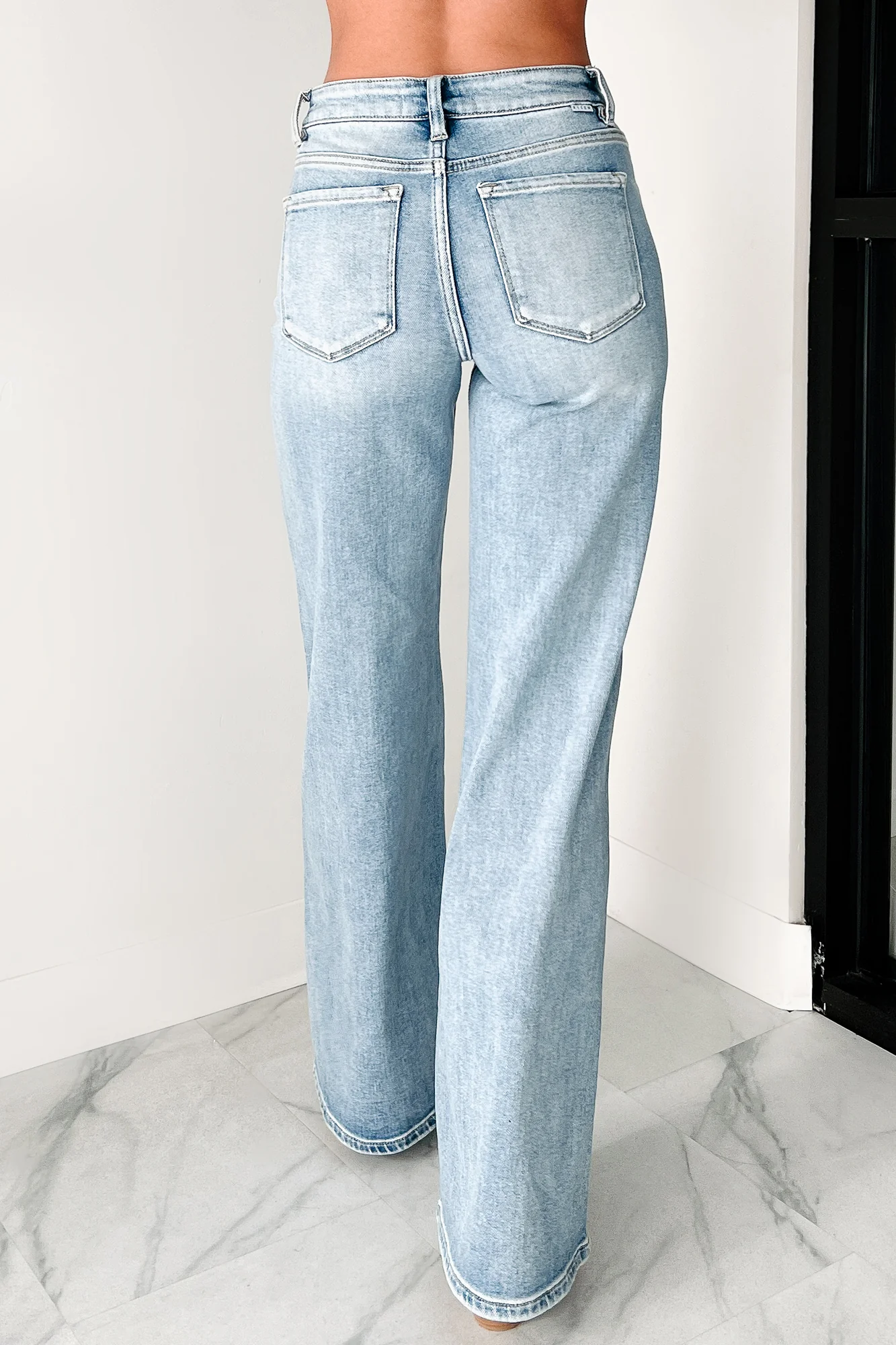 Cleopatra High Rise Wide Leg Risen Jeans (Medium)