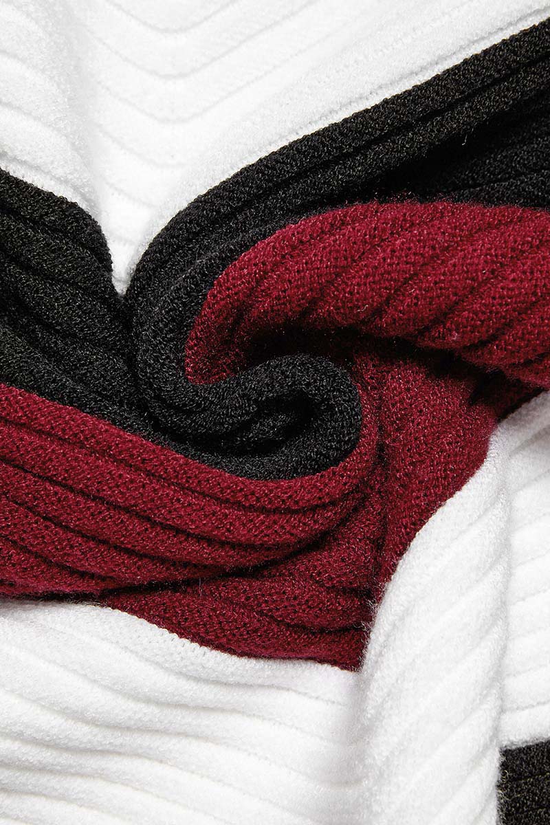 Chevron Pattern Hollow Out Asymmetrical Hem Sweater