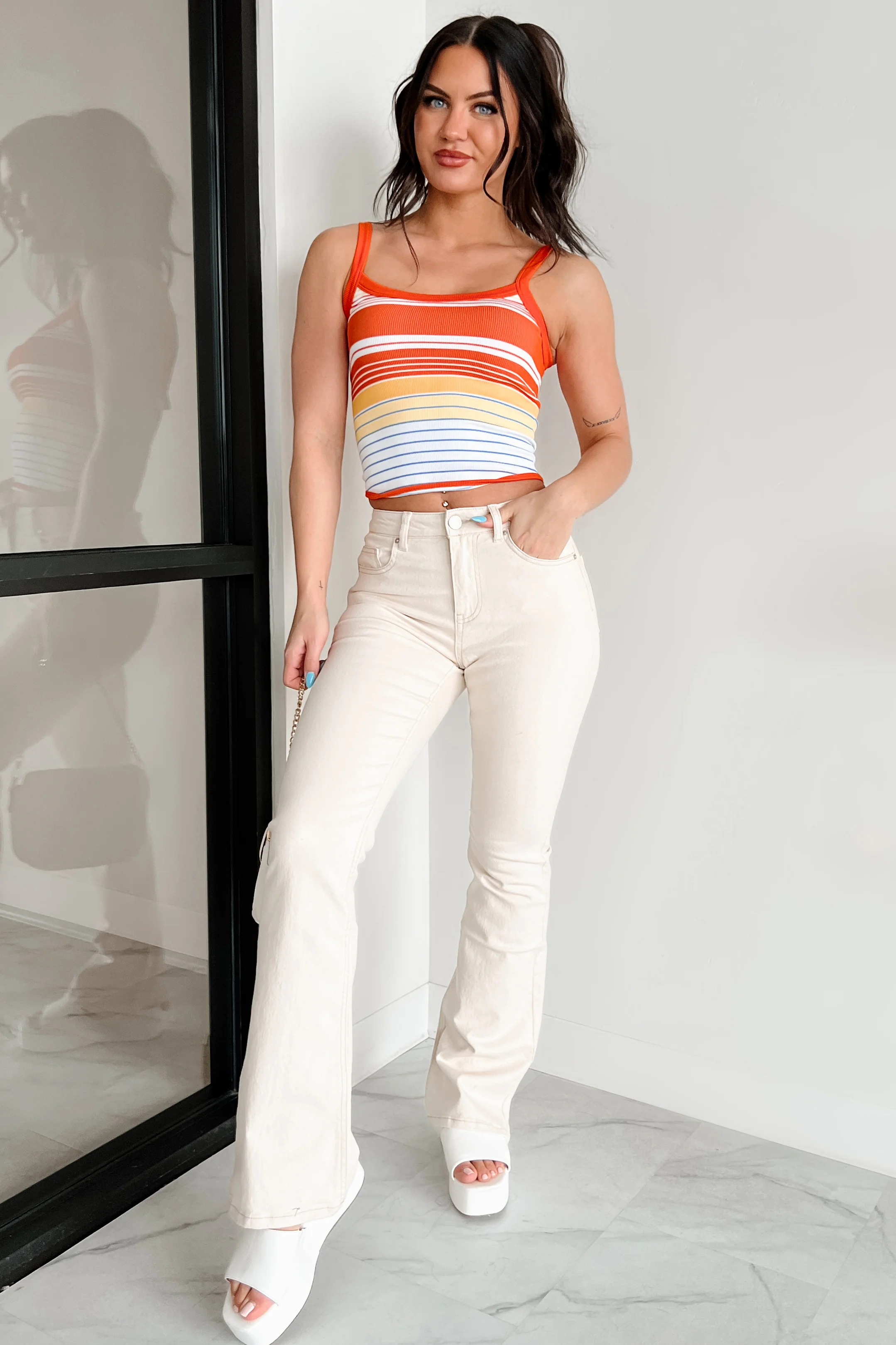 Minka High Rise Flare Indigo Reign Jeans (Khaki)