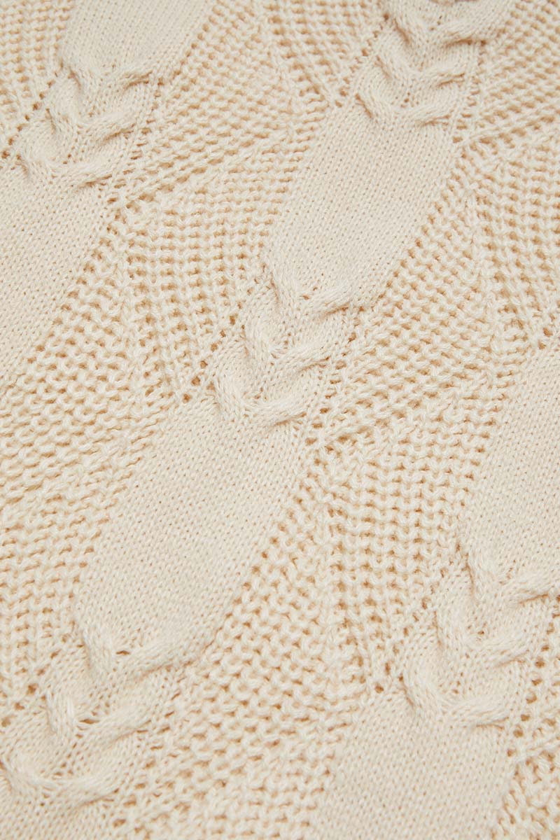 Solid Mixed Knit V Neck Sweater