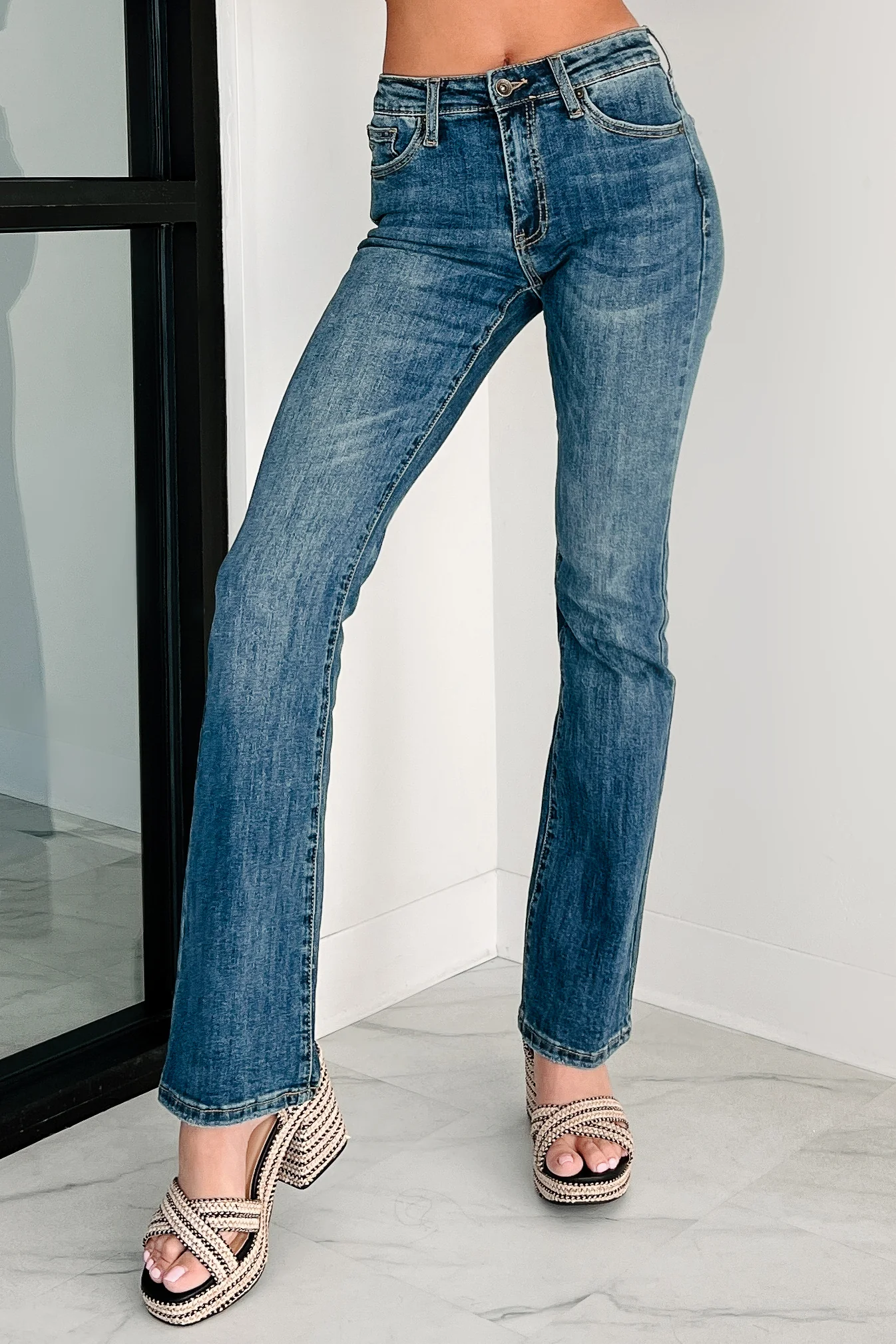 Dellen Mid Rise Special A Bootcut Jeans (Medium Dark)