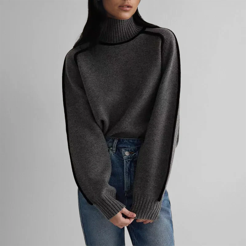 Elena Soft-Knit Ribbed Neck Sweater