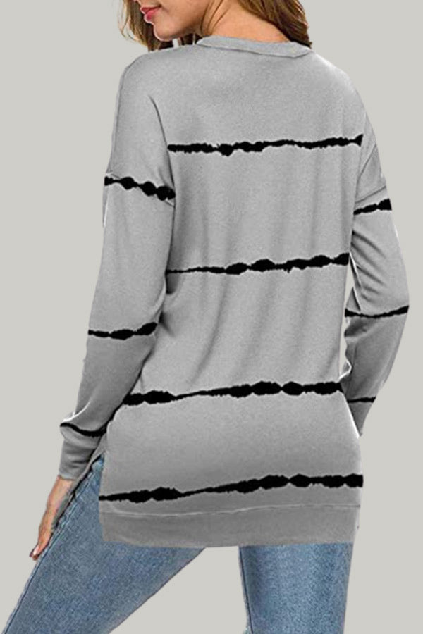 Casual Tie-dye Printed Striped Loose Top