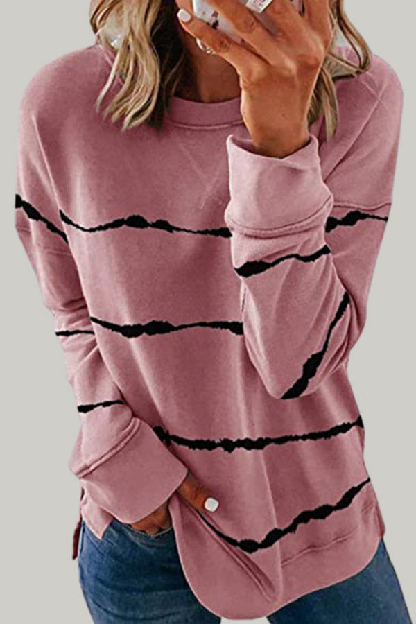 Casual Tie-dye Printed Striped Loose Top