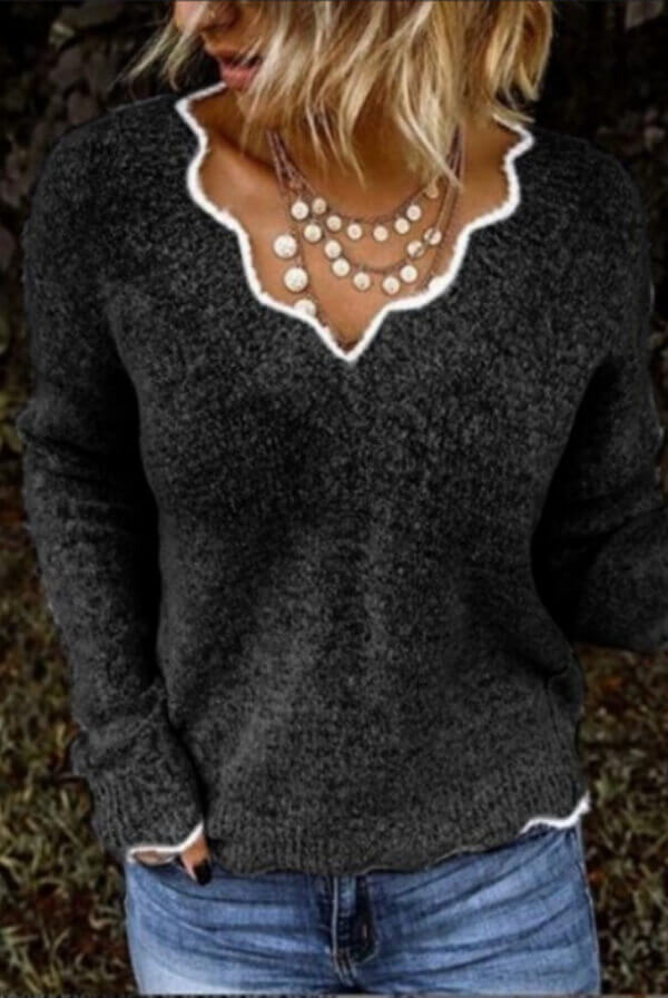 Fashion V Neck knitted Pullover