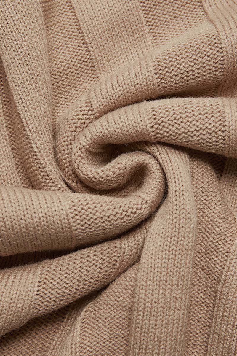 Solid Cable Knit V Neck Sweater