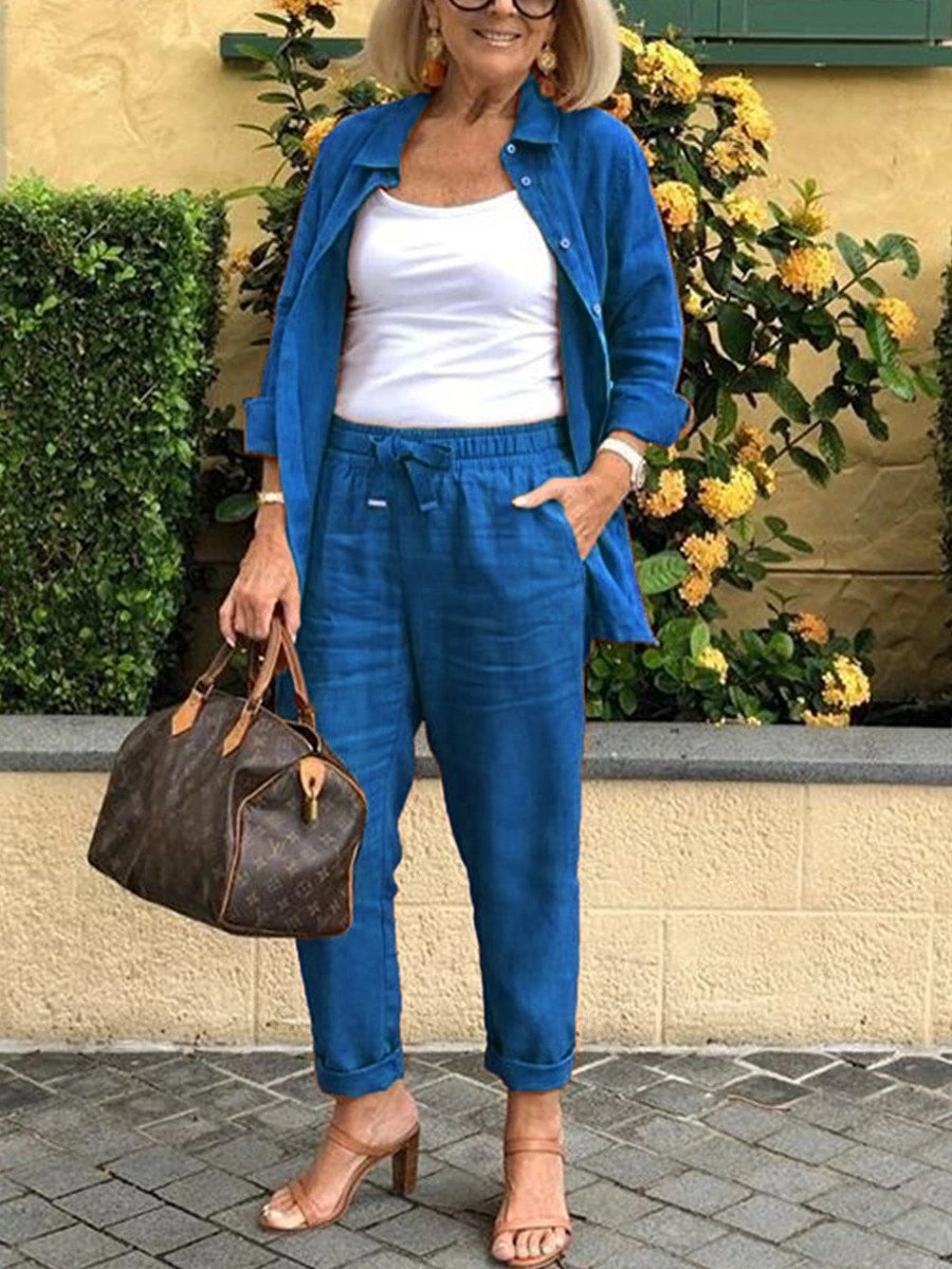 Lapel Casual Long Sleeve Two-Piece Suit Women's Suit