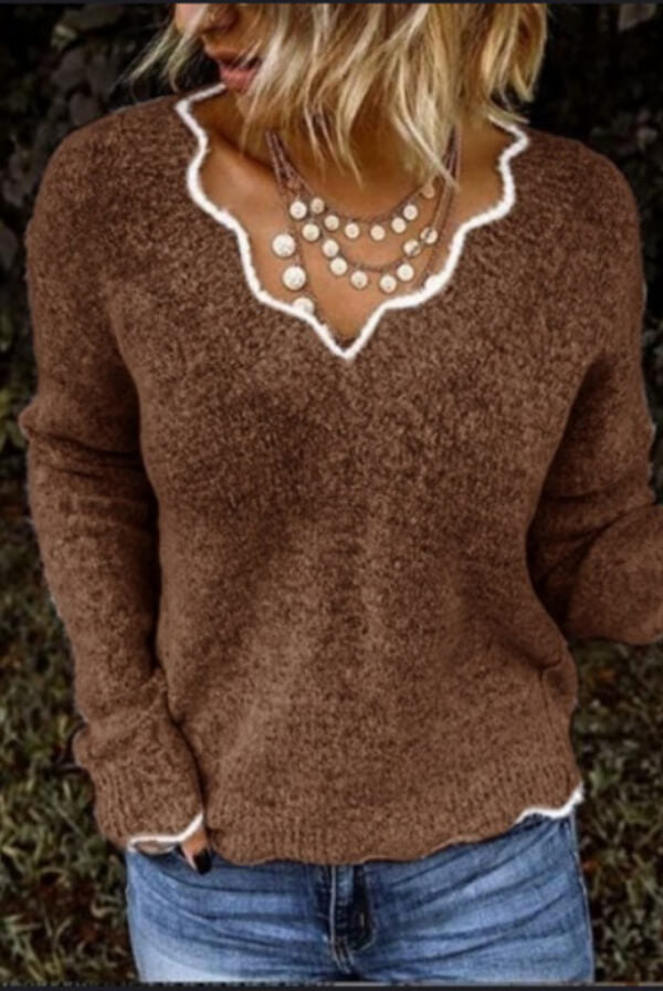 Fashion V Neck knitted Pullover