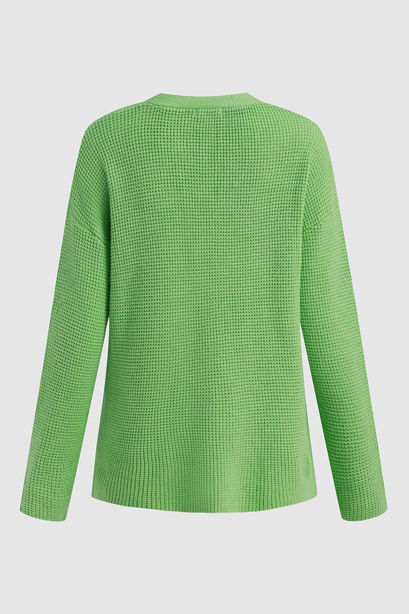 Waffle Knit Button Through Sweater