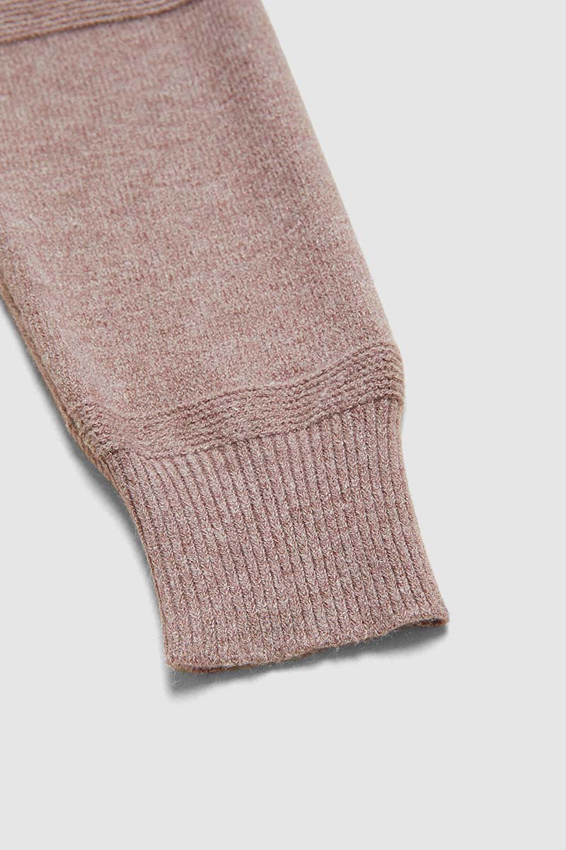 Solid Pointelle Knit V Neck Sweater