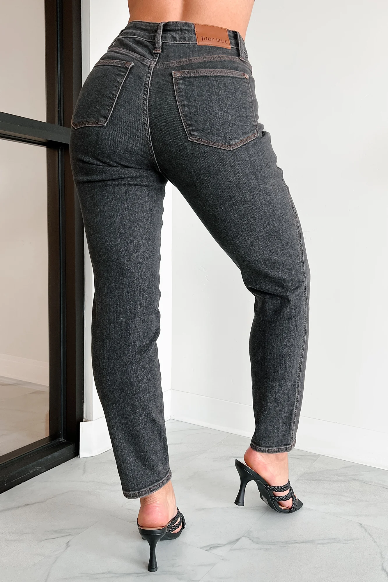 Benji Mid Rise Tummy Control Slim Fit Judy Blue Jeans (Black)