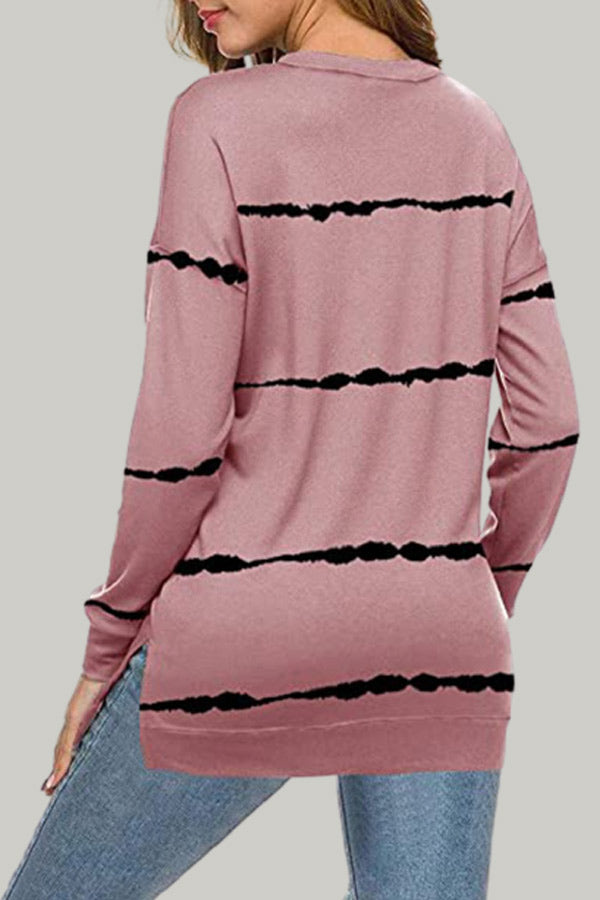 Casual Tie-dye Printed Striped Loose Top