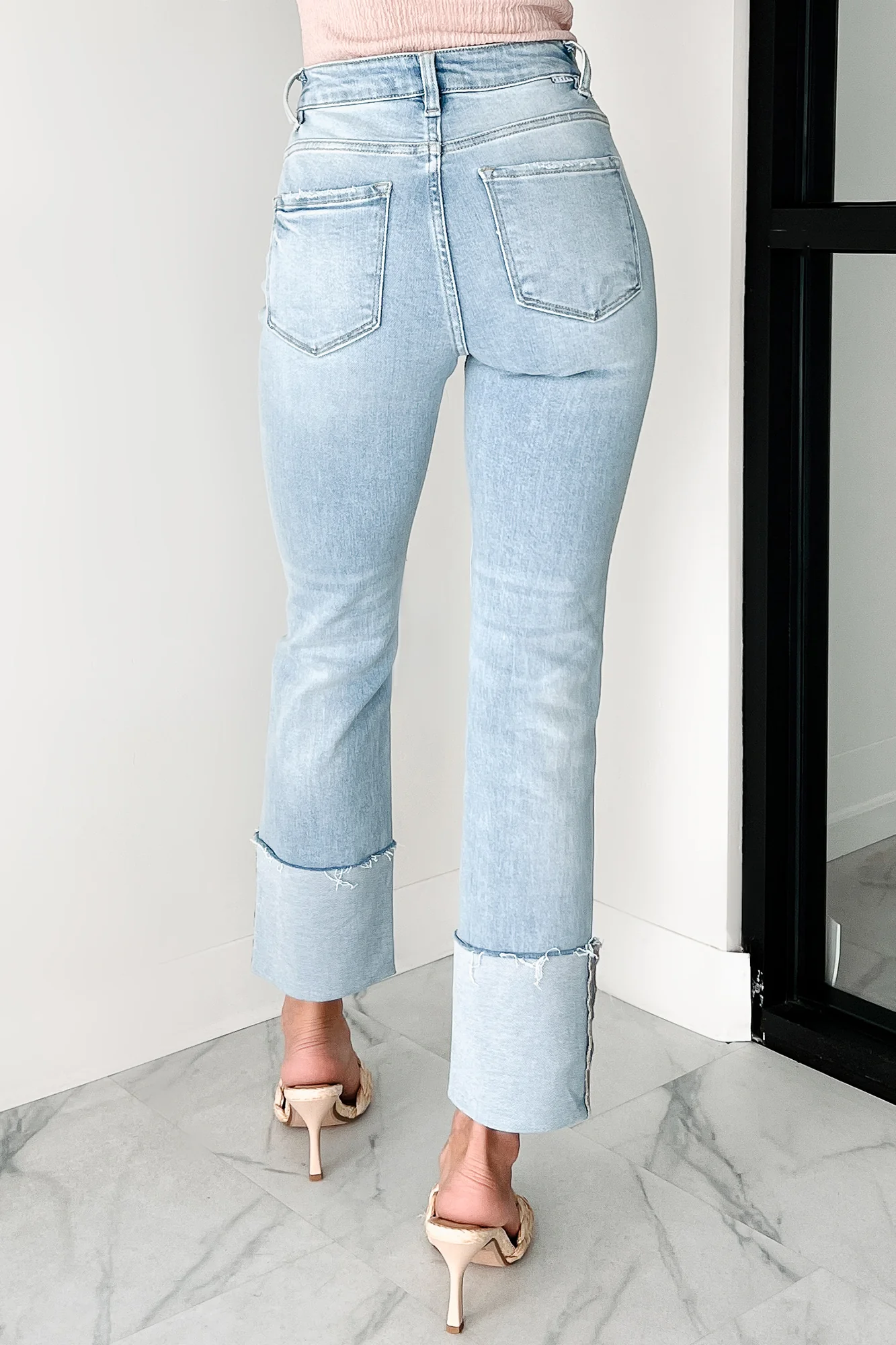 Flint High Rise Cuffed Ripped Risen Jeans (Light)