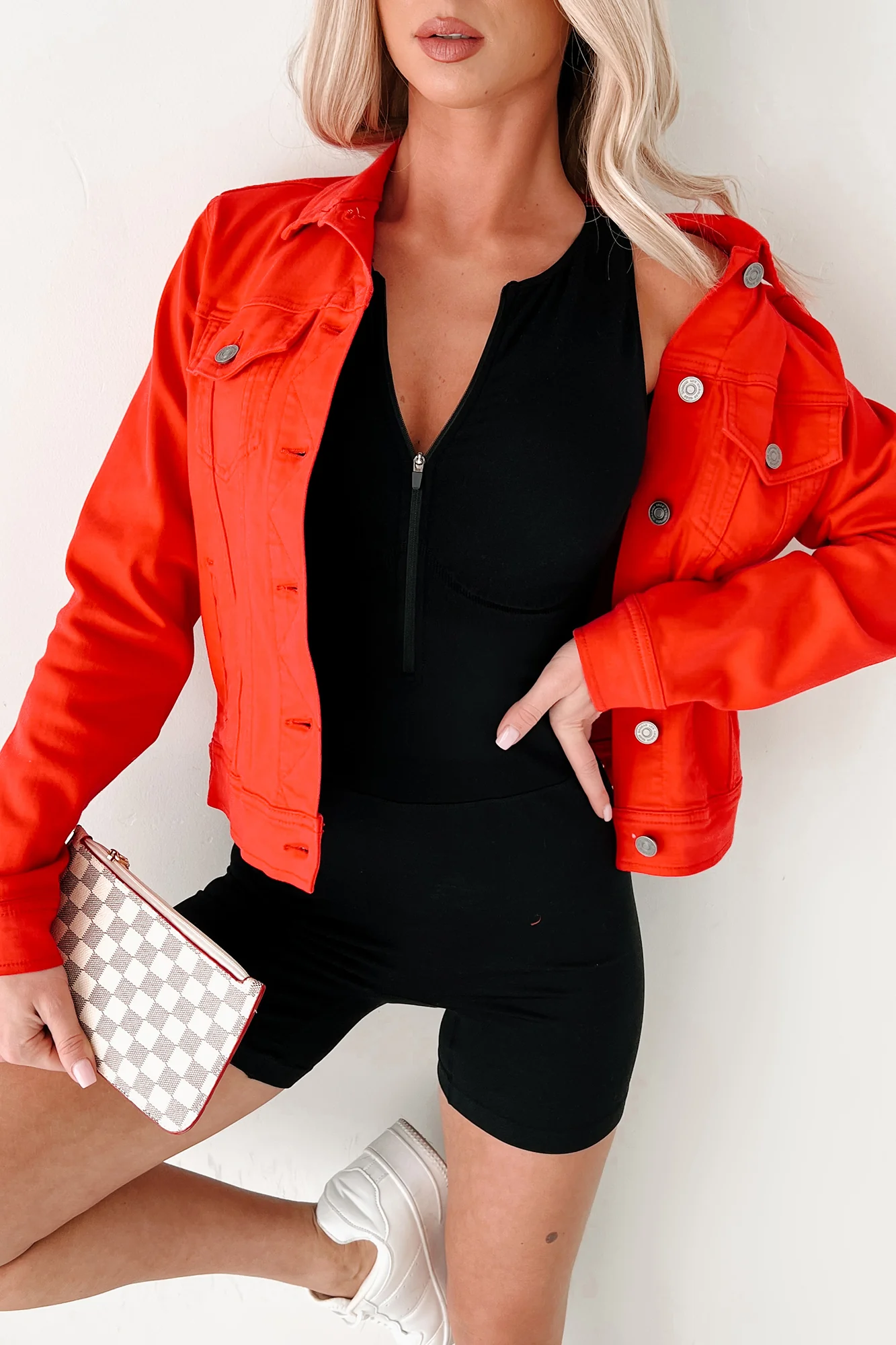 Climbing The Ladder Kancan Denim Jacket (Red)