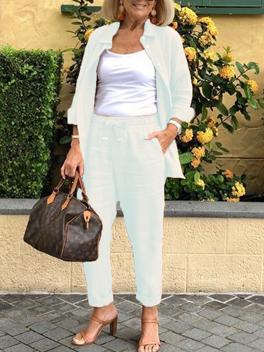 Lapel Casual Long Sleeve Two-Piece Suit Women's Suit