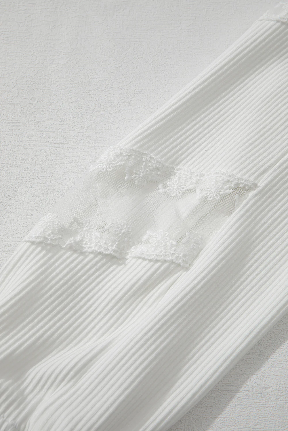 Lace Detail Drop Sleeve Ribbed Top