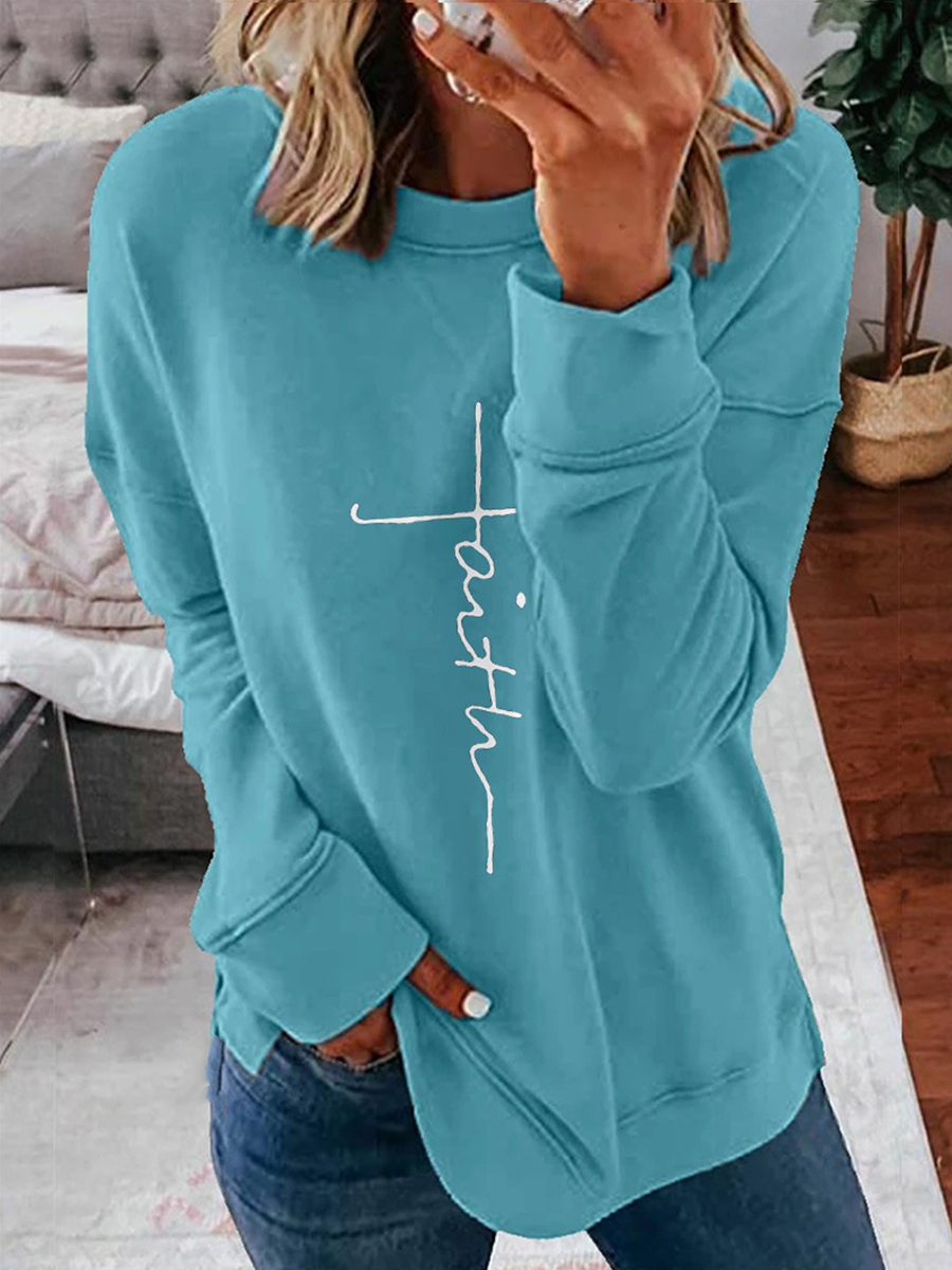 Fall/Winter Letter Print Long Sleeve Crew Neck Sweatshirt